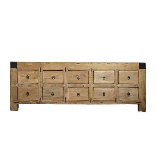 10 Drawer Rustic Elm Chest of Drawers