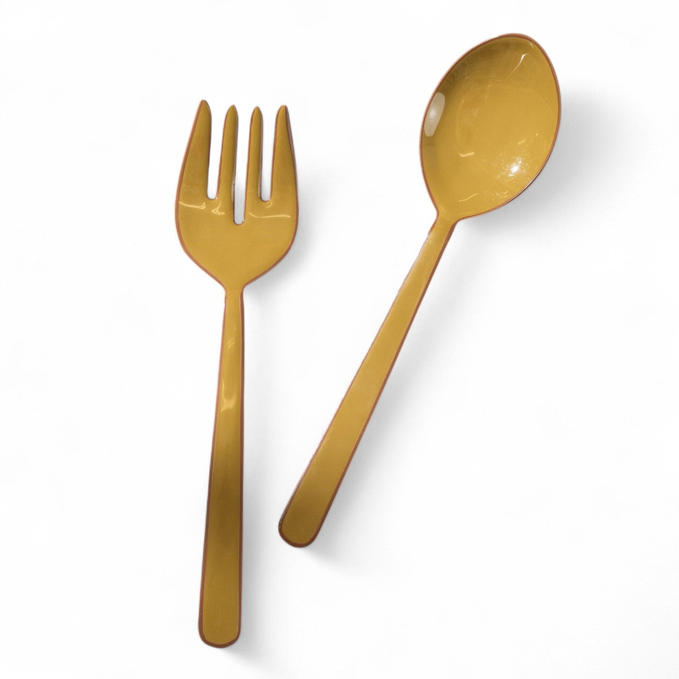 Alder Enamel Salad Servers - Olive