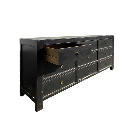 Attico Black Rustic Timber Chest of Drawers