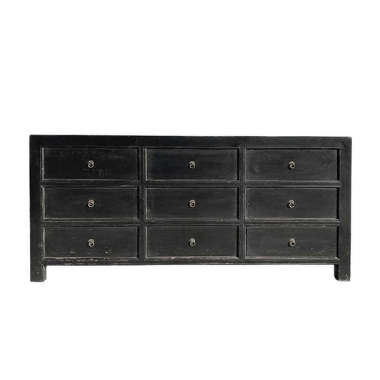 Attico Black Rustic Timber Chest of Drawers