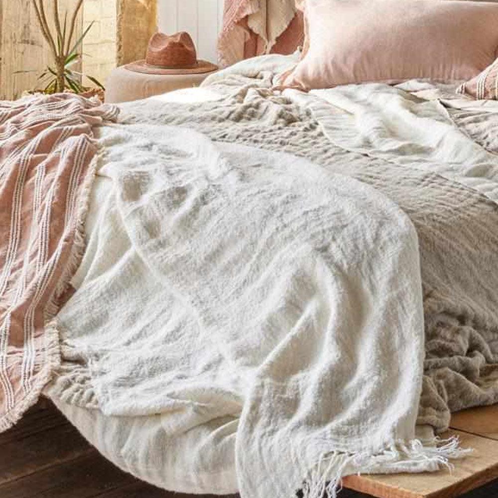 Bedouin Linen Oversized Throw - Ivory