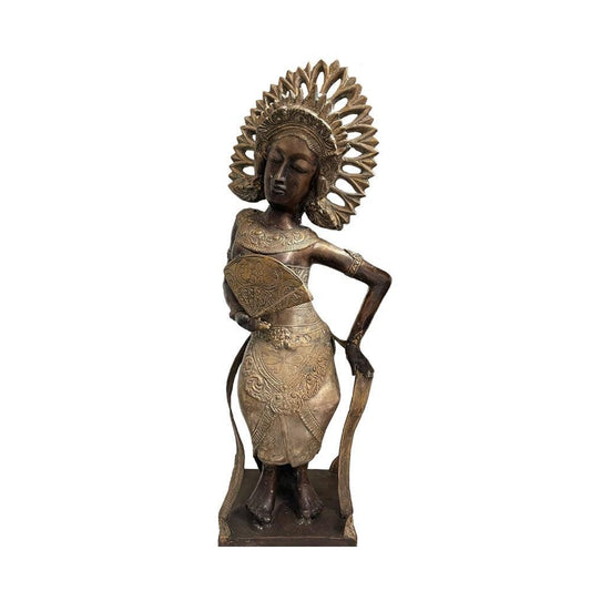 Brass Balinese Woman Statue