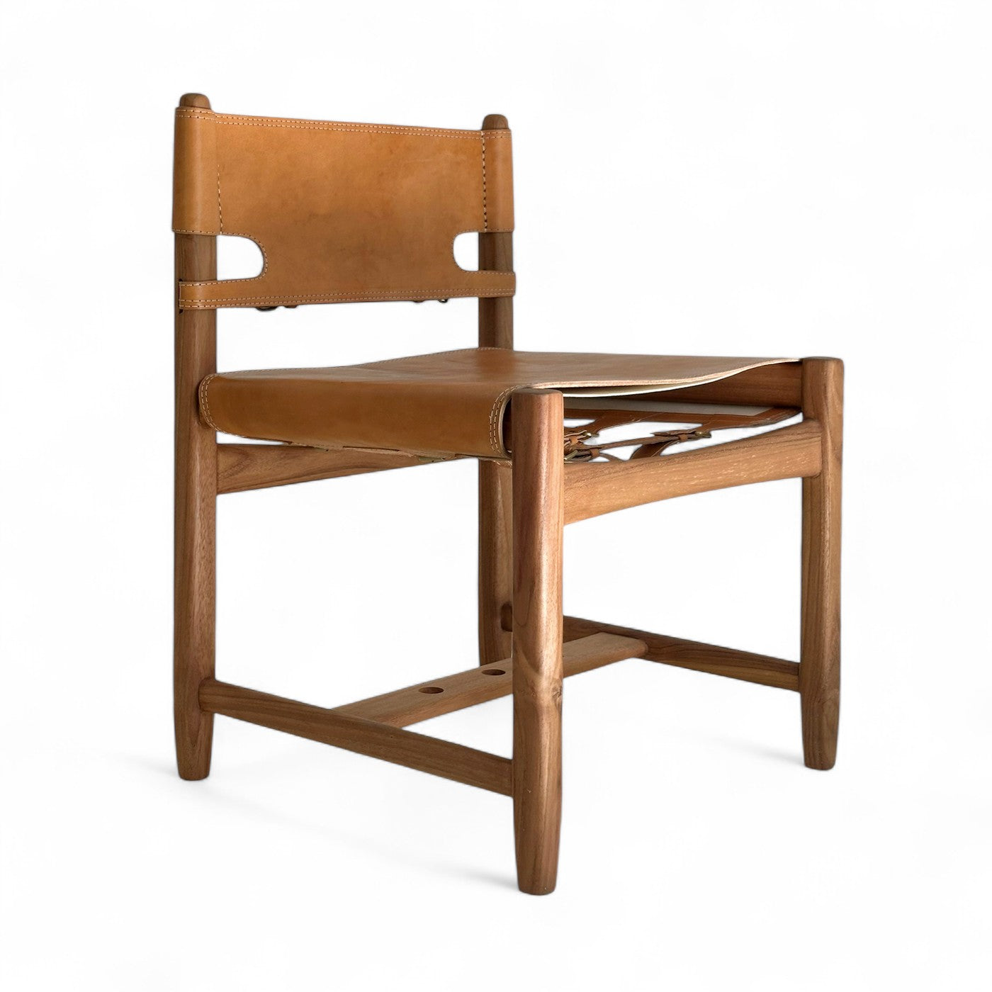 Carter Leather Dining Chair - Camel Leather & Teak Frame