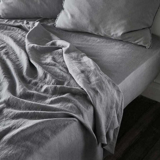 French Linen Fitted Sheet - Slate