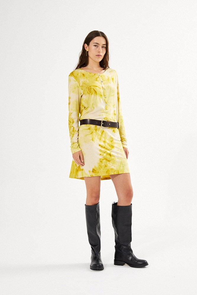 Hue Fusion Jersey Dress - Lemon Combo