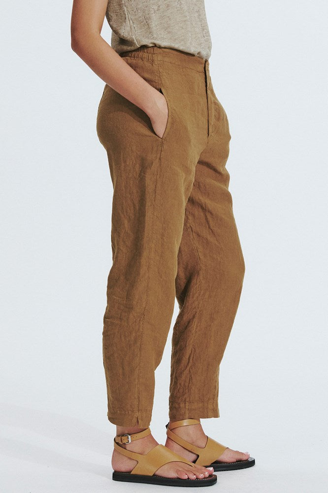 Linen Slim Pant - Mustard