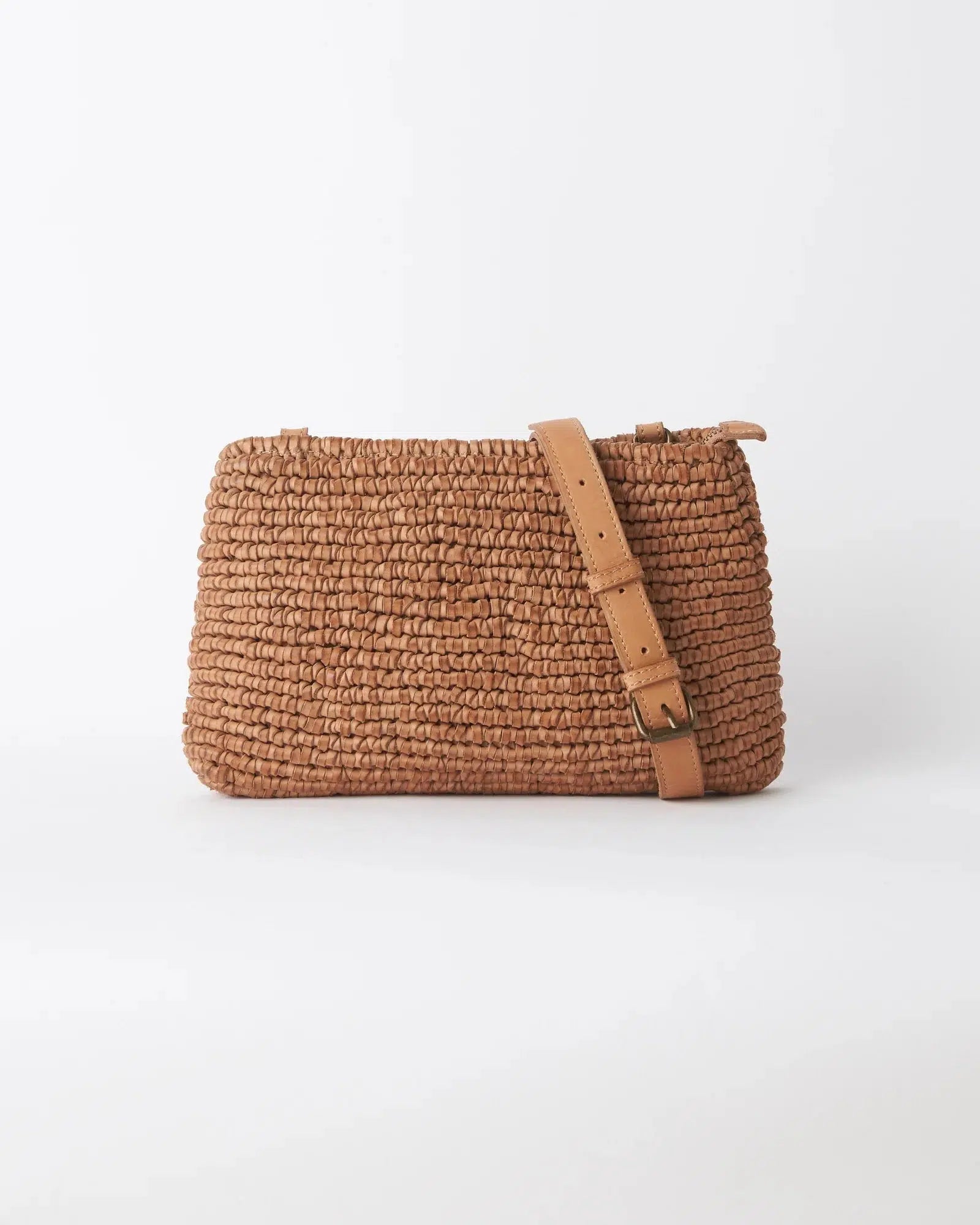 Loop Knit Leather Bag - Tan