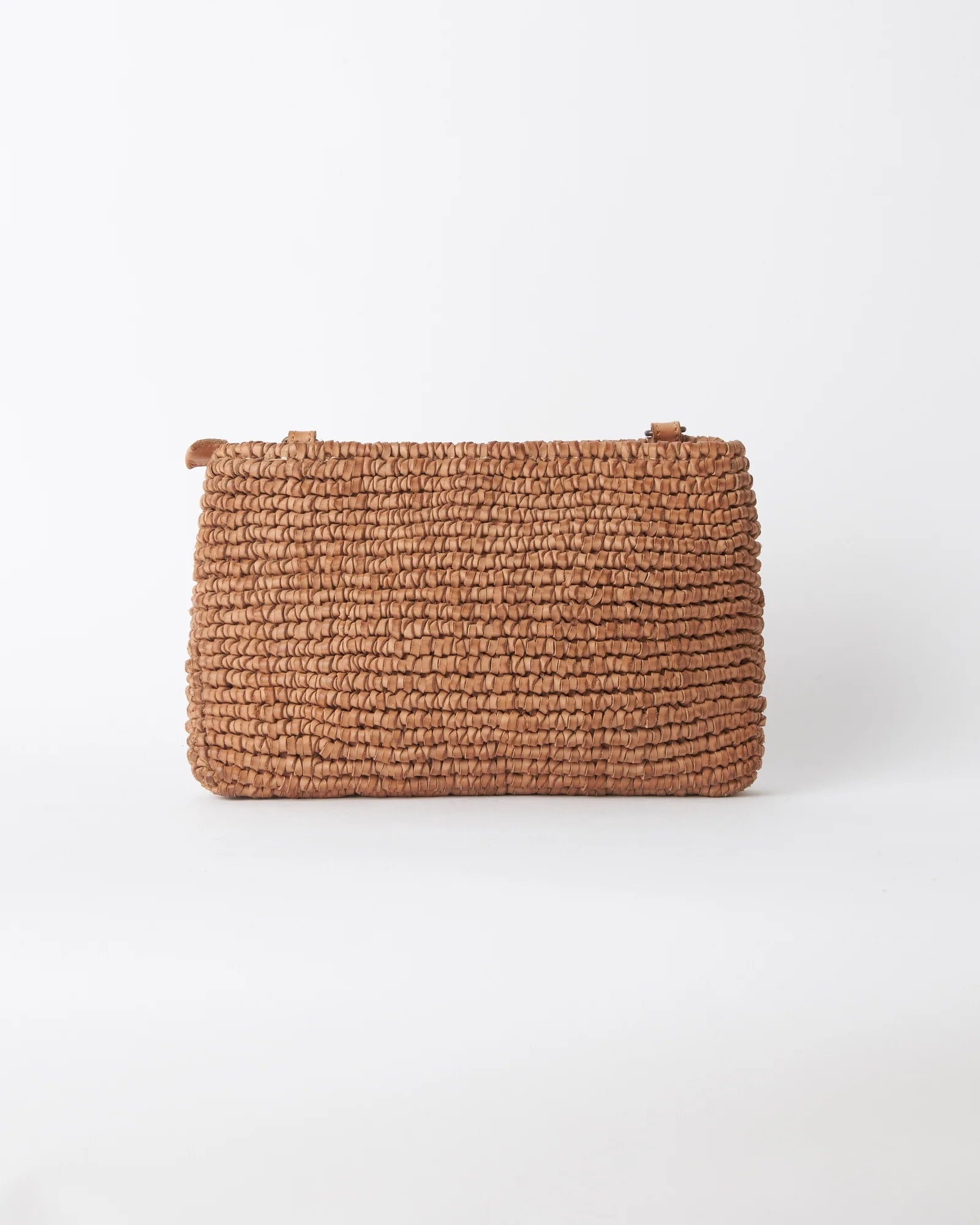 Loop Knit Leather Bag - Tan