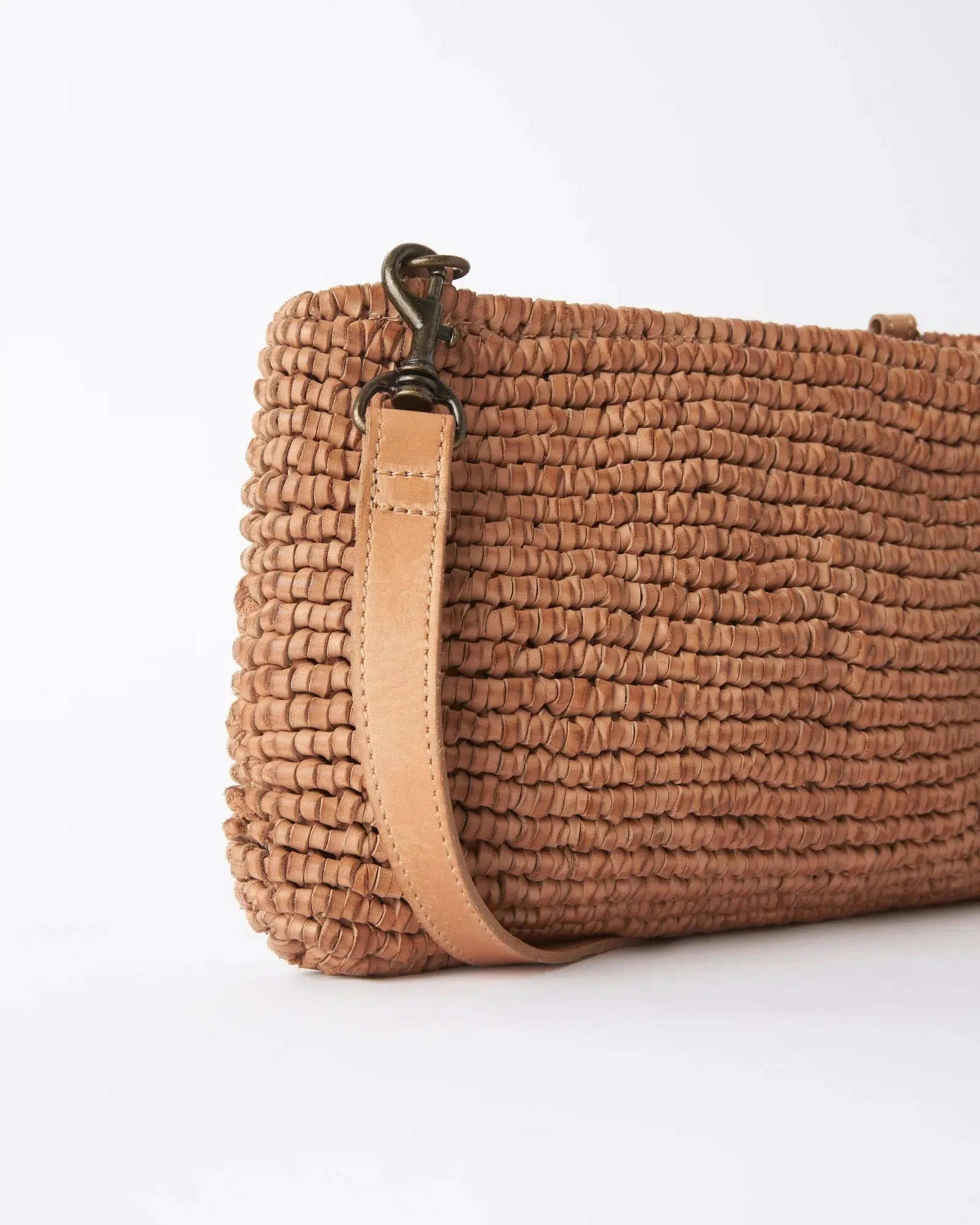 Loop Knit Leather Bag - Tan