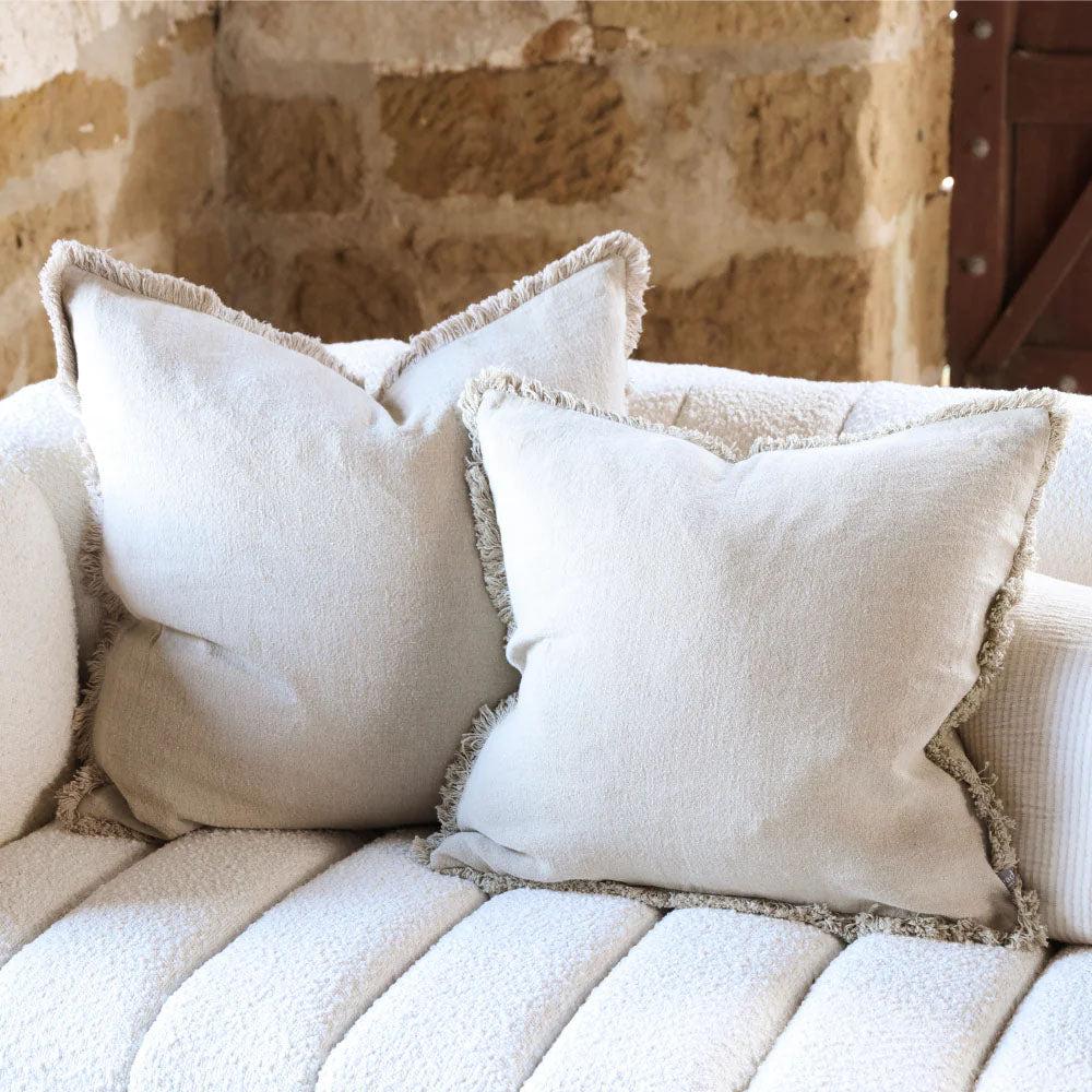 Luca Boho Fringe Cushion - Natural
