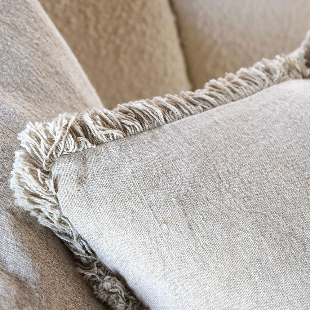 Luca Boho Fringe Cushion - Natural