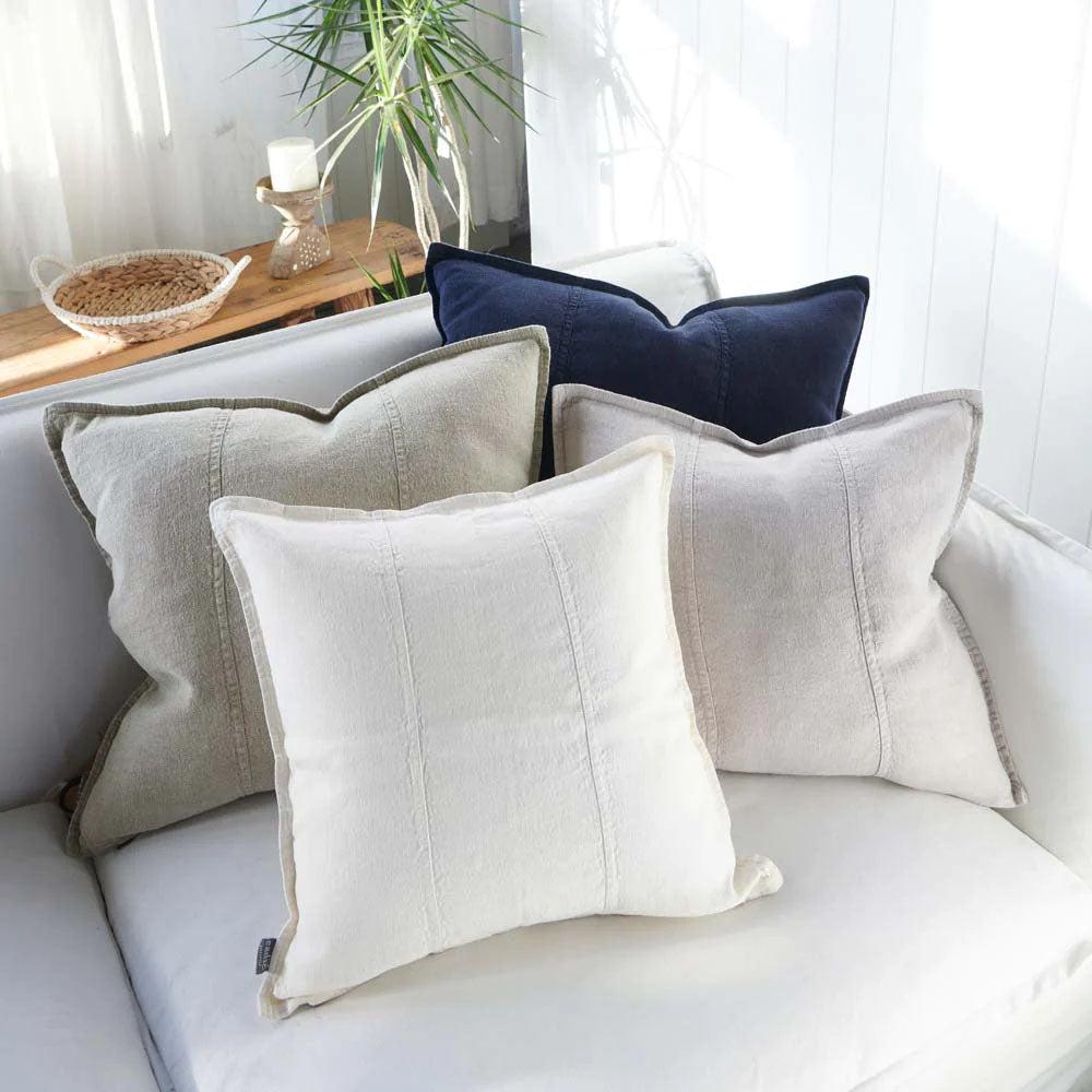 Luca Linen Outdoor Cushion - White