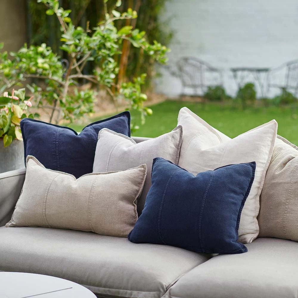 Luca Linen Outdoor Cushion - White