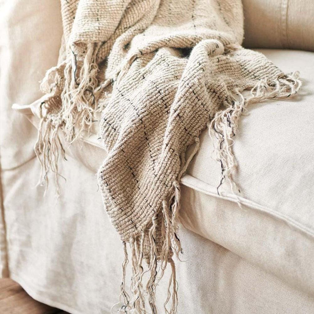 Mayla Linen Throw - Natural/Black