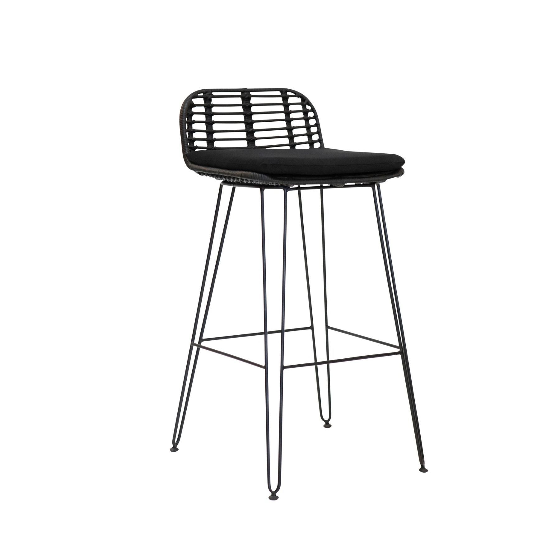 Black rattan store bar stools