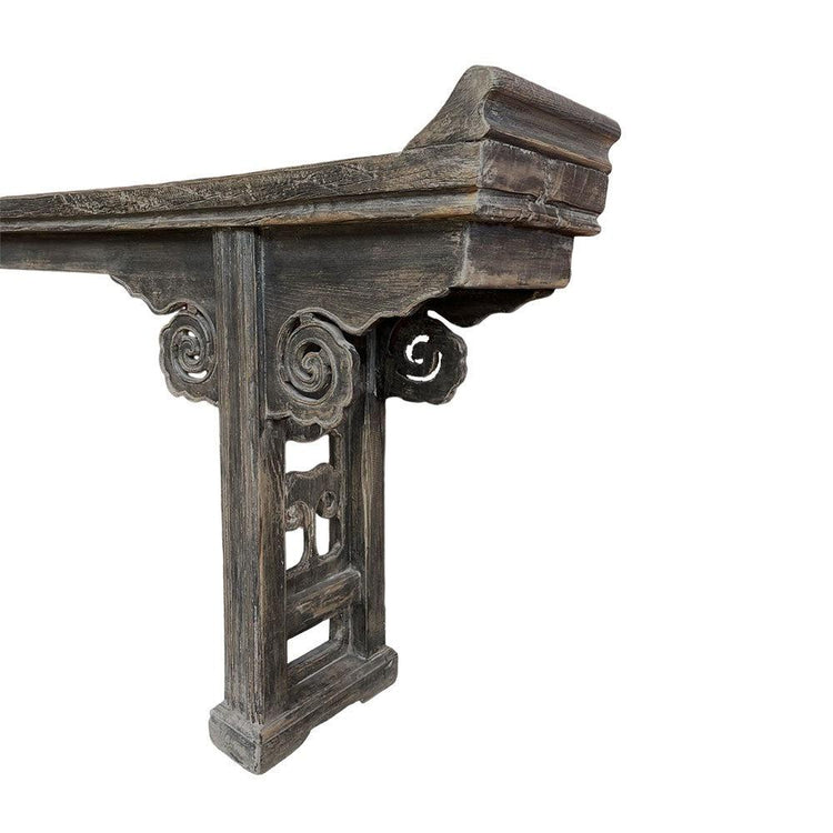 Ornate Black Oriental Antique Console Table (A) - Distressed