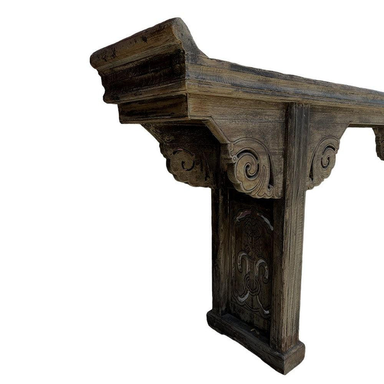 Ornate Black Oriental Antique Console Table (B) - Distressed