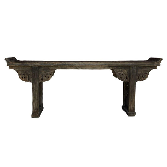 Ornate Black Oriental Antique Console Table (B) - Distressed