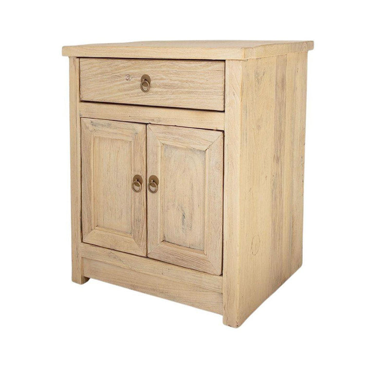 Priya Natural Elm Rustic Bedside Table with Drawer