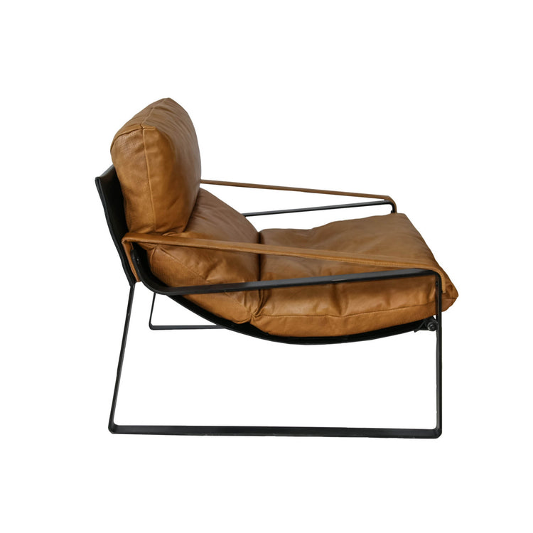 Santiago Slingback Mid Century Leather Occasional Chair - Tan