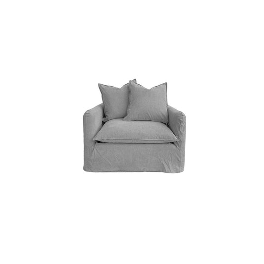 Thin Arm Love Seat Occasional Chair - Light Grey Canvas