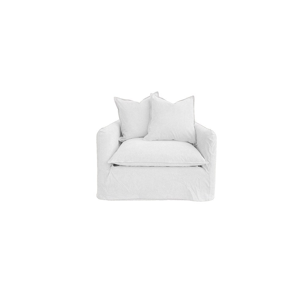 Thin Arm Love Seat - White Canvas