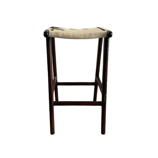 1 Only x Brown/White Cow Hide with Dark Timber Bar Stool