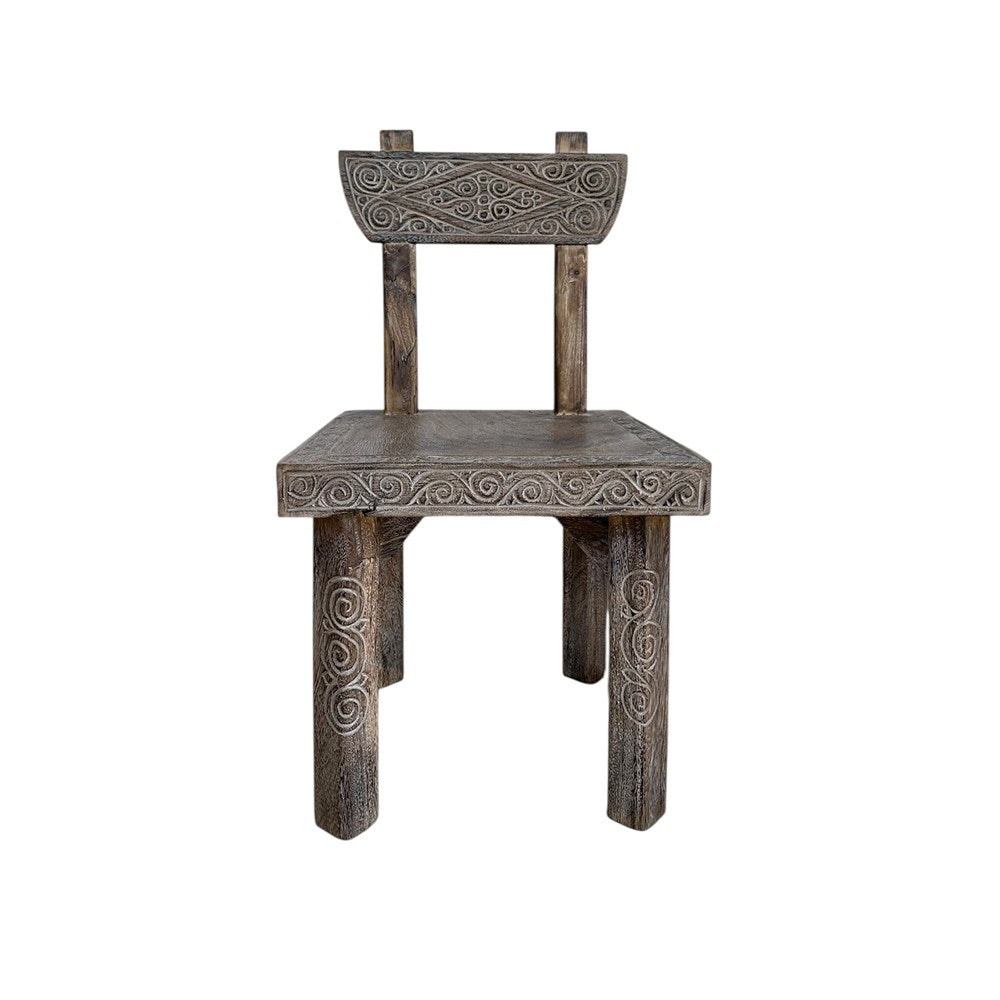 Acacia Carved Sitting Chair