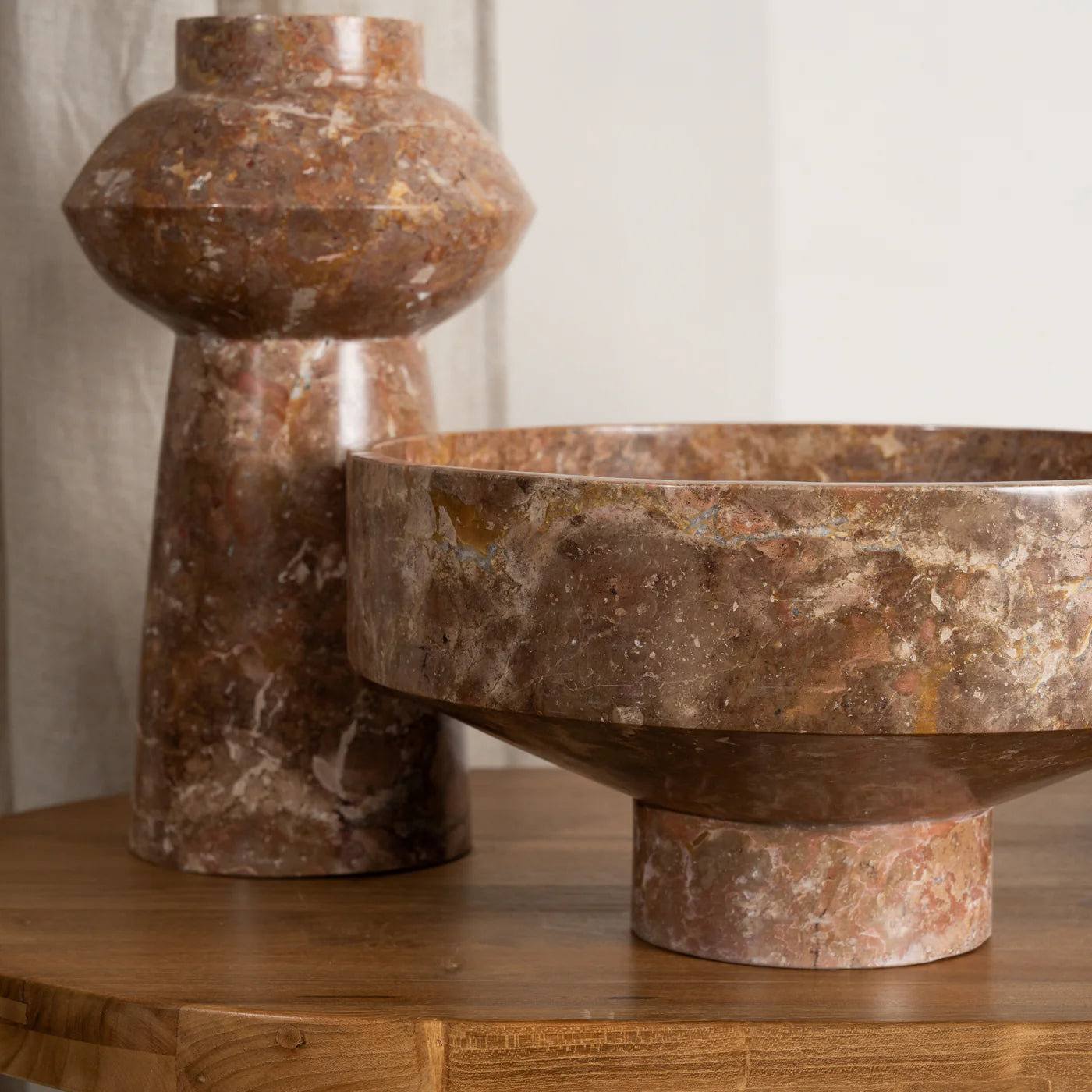 Adelita Rosso Marble Podium Bowl