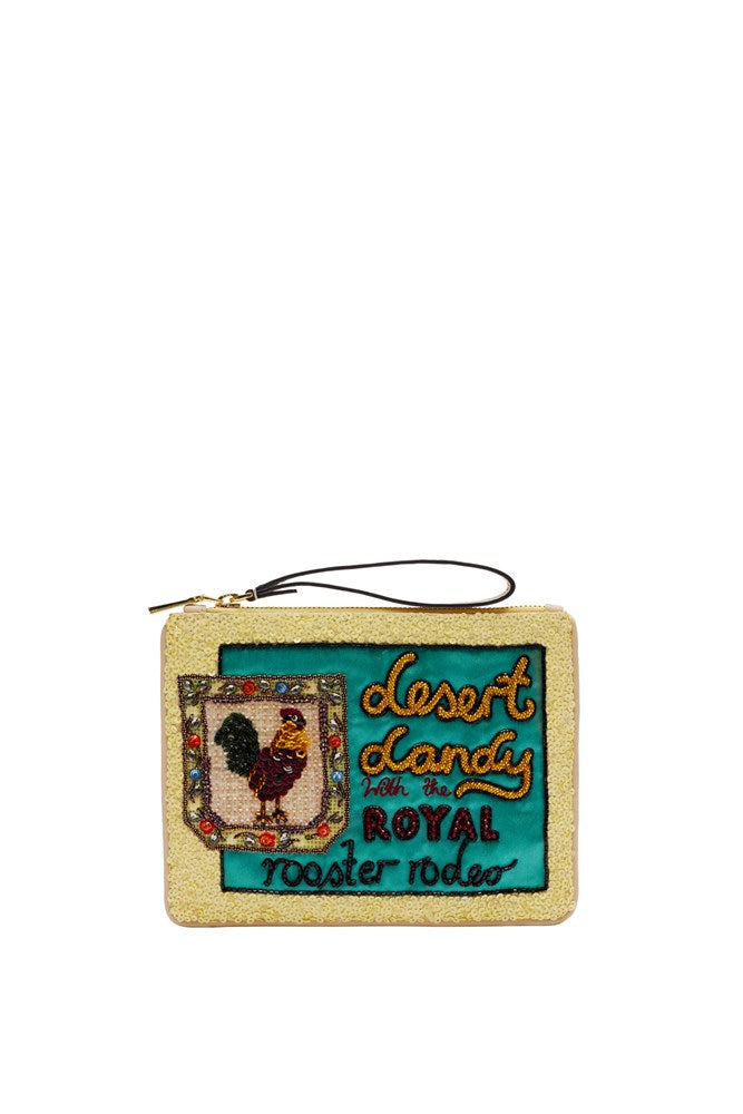 Ace Rooster Embellished Clutch - Alemais