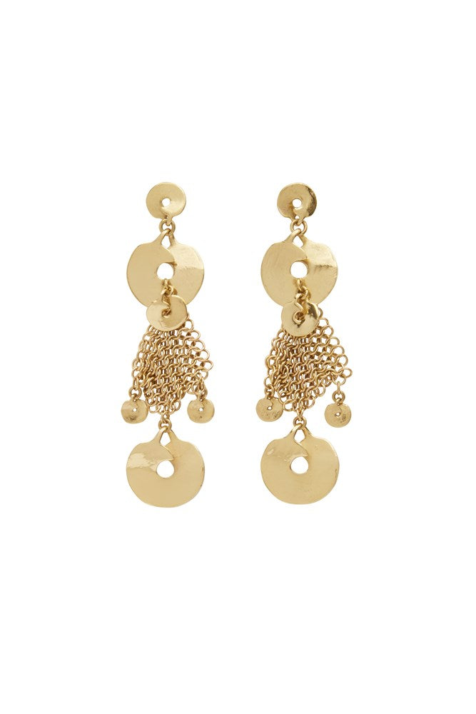Atomic Chainmail Disc Drop Earrings - Alemais