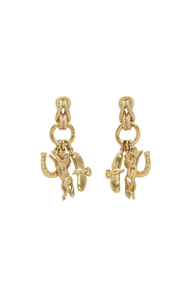 Django Horse Charm Drop Earrings - Alemais