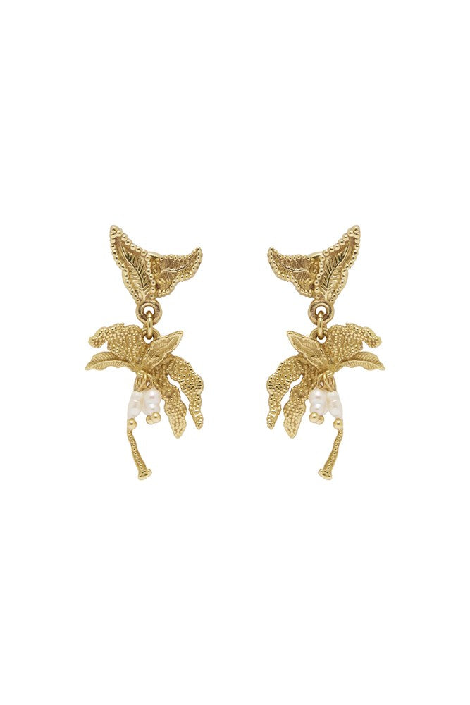 Jem Palm Tree Pearl Earrings - Alemais
