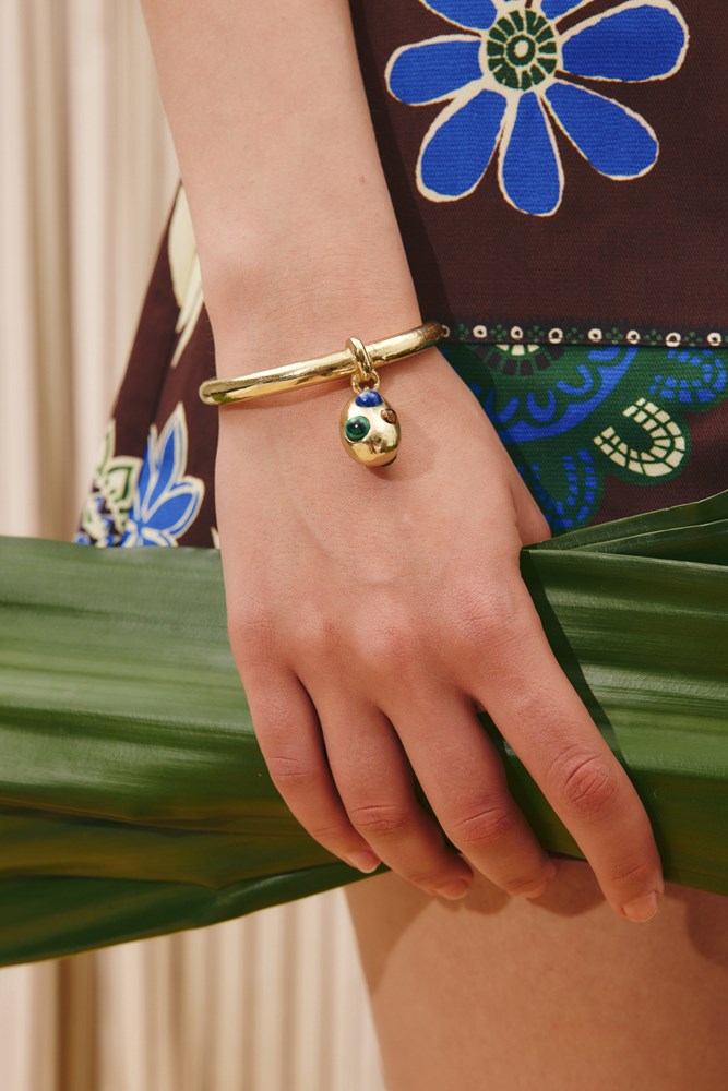 Jem Rainbow Stone Egg Drop Bangle - Alemais