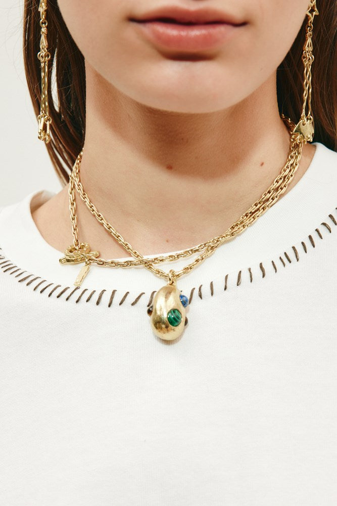 Jem Rainbow Stone Egg Pendant - Alemais