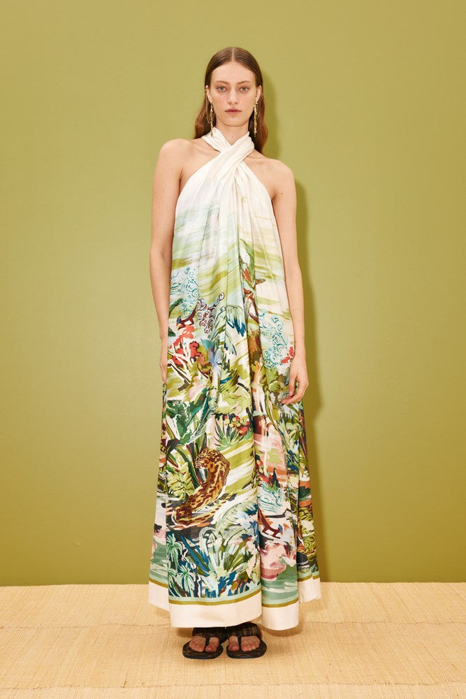Jungle Boogie Silk Halter Dress - Alemais