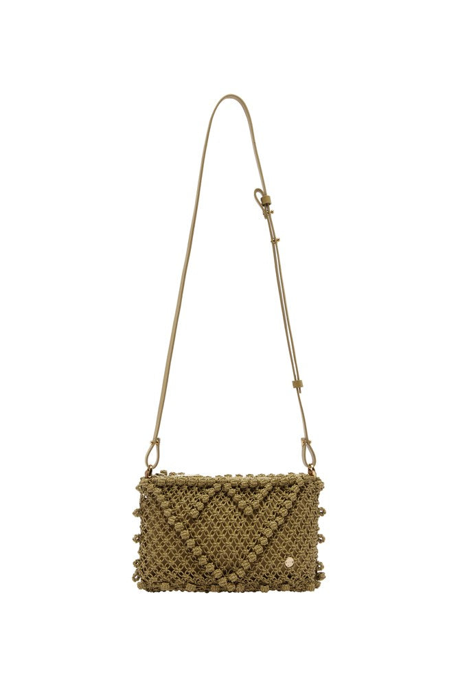 Leather Macrame Clutch Olive - Alemais
