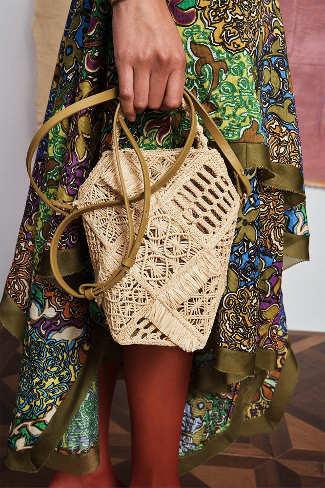 Raffia Macrame Bucket Bag - Alemais