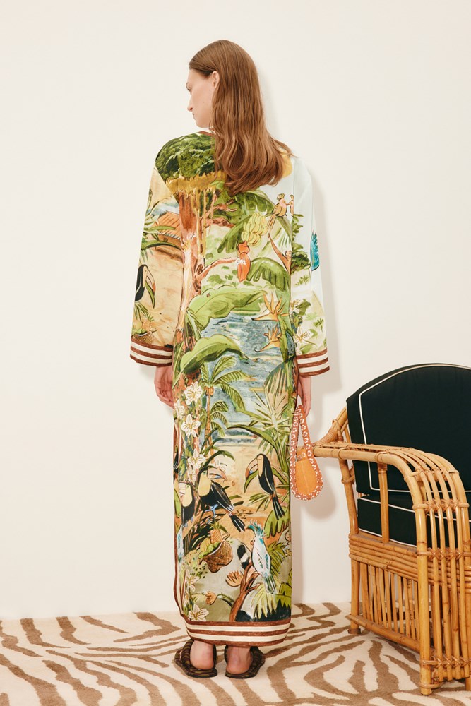 Toucan Tango Silk Midi Dress - Alemais