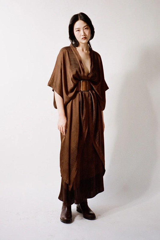 Alesandra Kimono Dress Brown