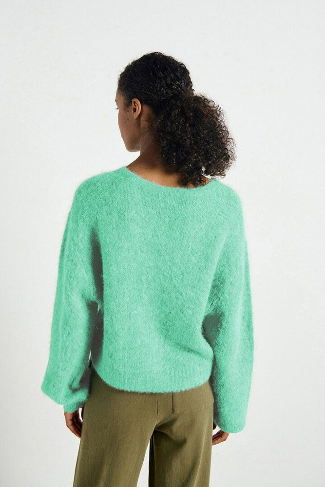 Niby Cropped Cardigan - Mint Syrup Melange - American Vintage