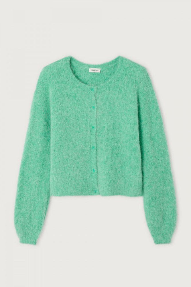 Niby Cropped Cardigan - Mint Syrup Melange - American Vintage