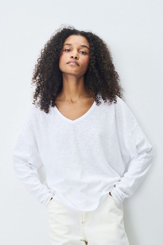 Sonoma V-Neck Long Sleeve T-Shirt - White