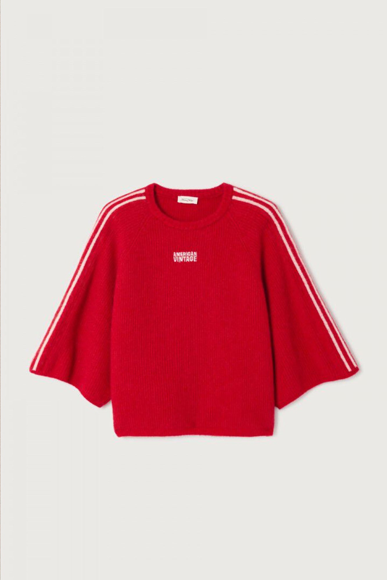 Vitow Raglan Sleeve Jumper - Carmine Melange - American Vintage