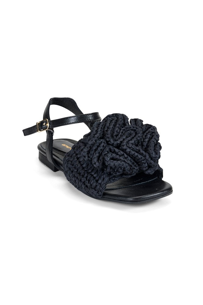 Estilo Emporio-Anthea Raffia Sandal - Black-Shoes-st-barts-brisbane-goldcoast-cabarita-southport