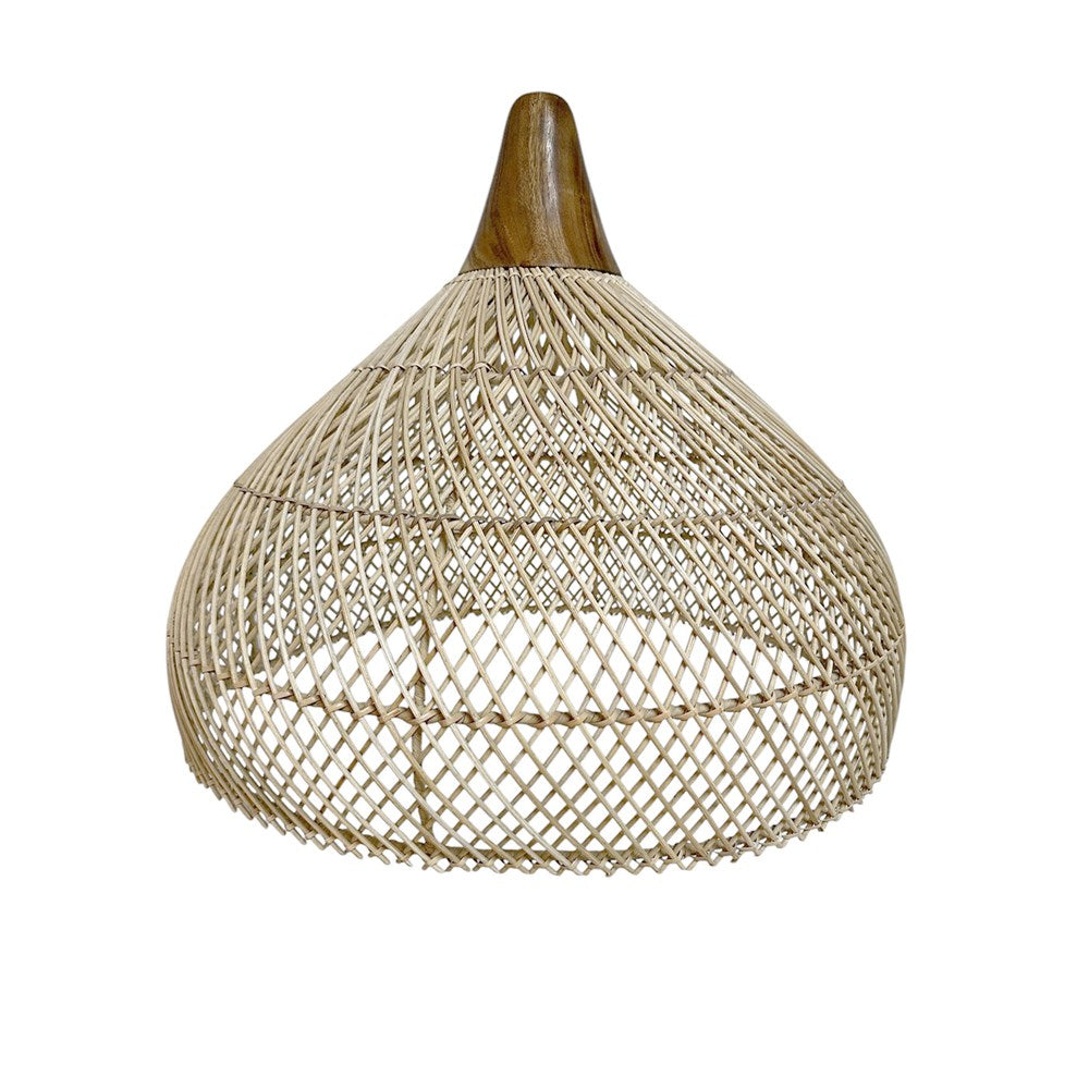 Arbor Rattan & Teak Pendant - Large