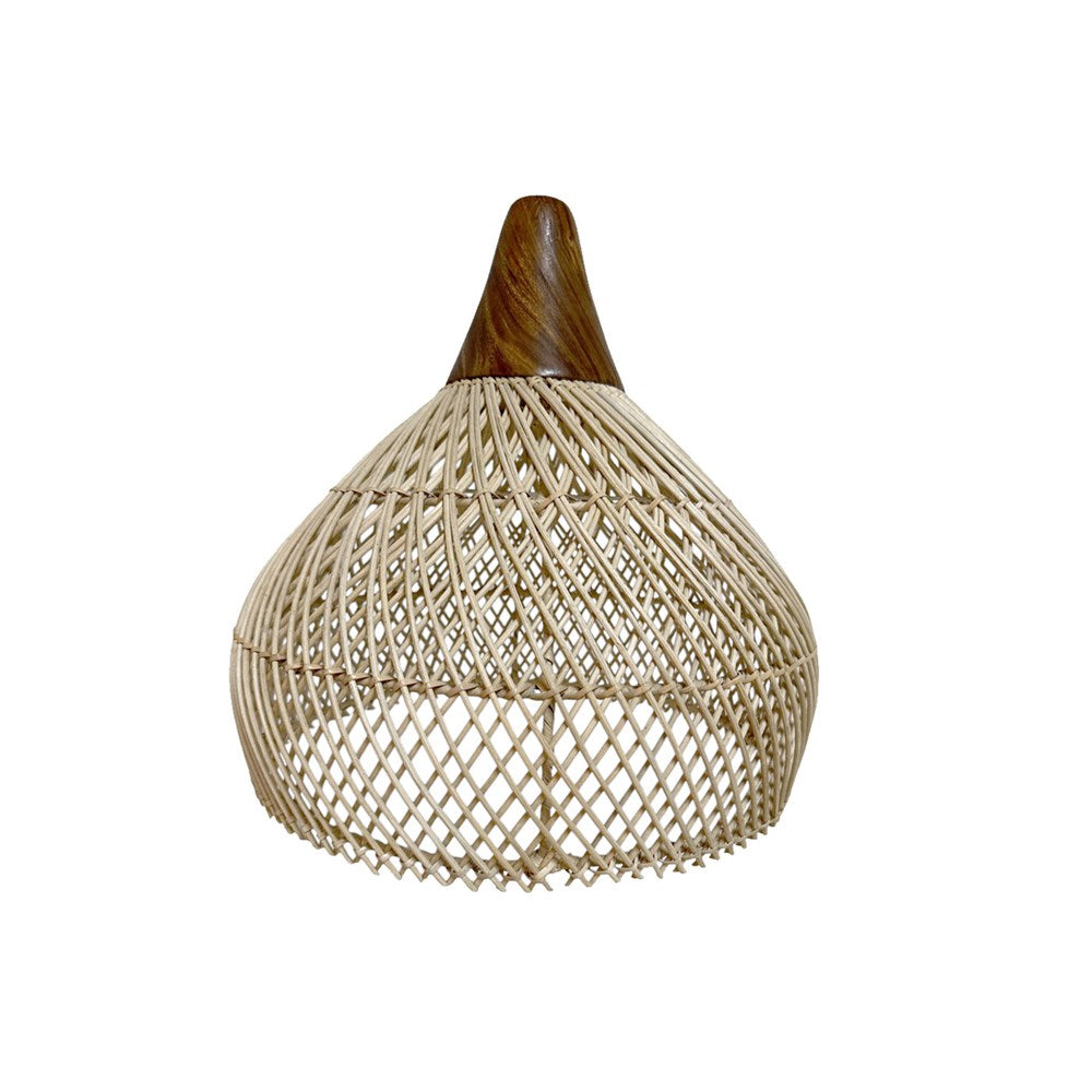 Arbor Rattan & Teak Pendant - Small