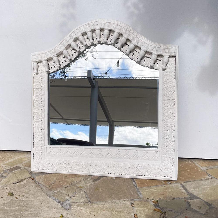 Arch Indian Window Mirror - White