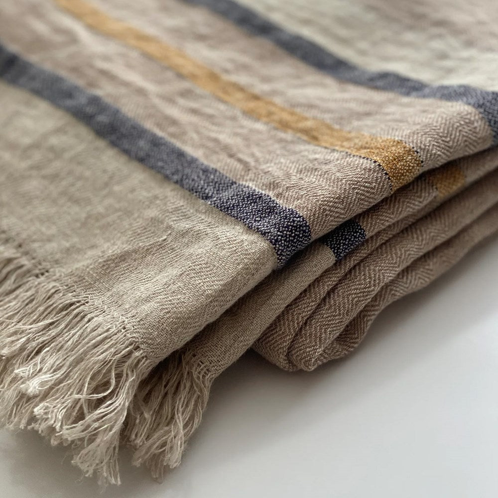Arlo Woven Linen Throw - Sand Dune