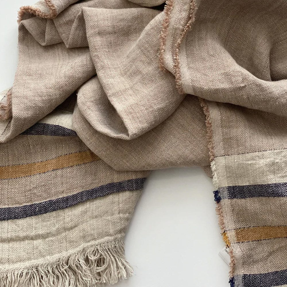Arlo Woven Linen Throw - Sand Dune
